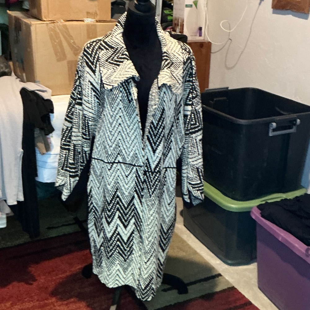 MarlaWynne Black and Cream Chevron Cardigan